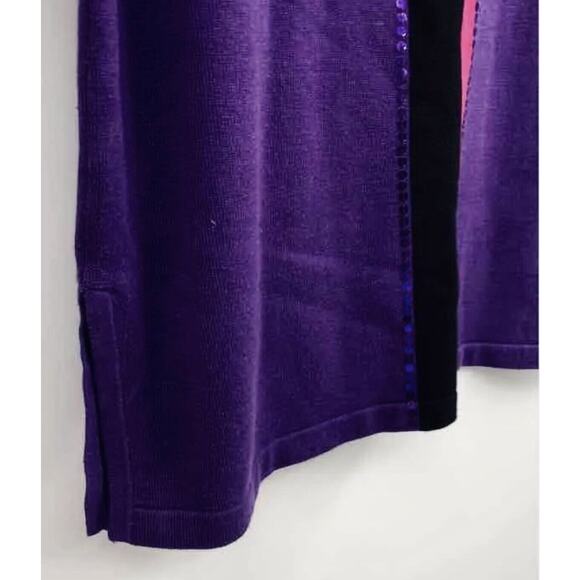 VTG Bob Mackie Womens Multicolor Purple Long Sleeve Sequined Sweater Size M‎ - Picture 5 of 5